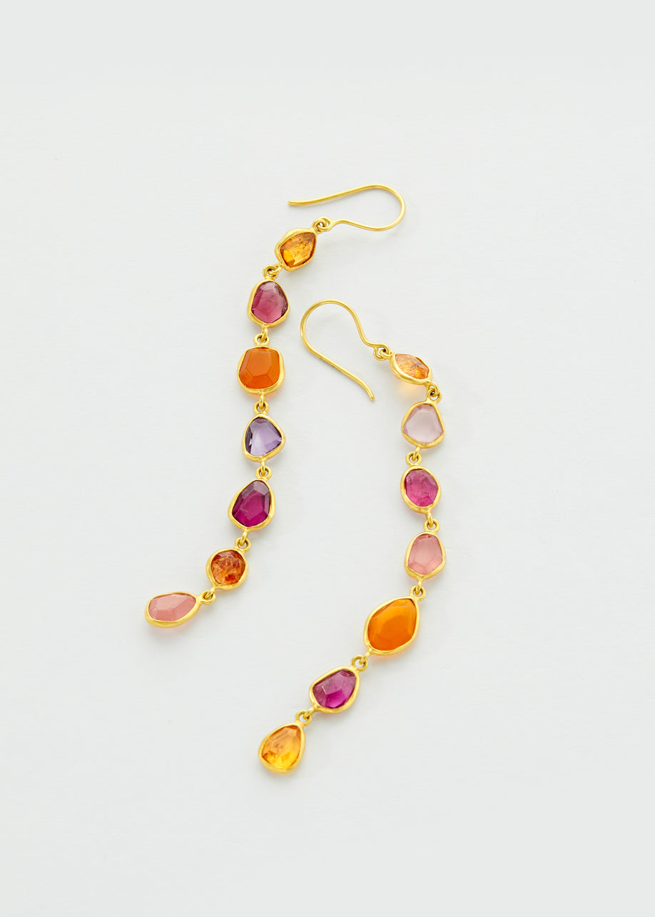 18kt Day Mixed Stones Seven Drop Earrings