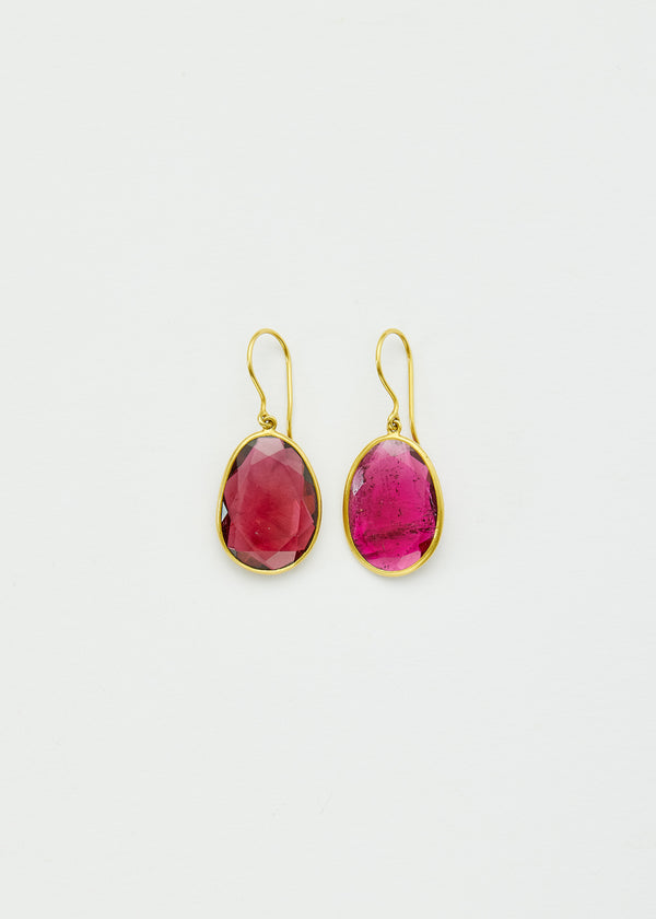 18kt Gold Pink Ibis Pink Tourmaline Single Drop Earrings