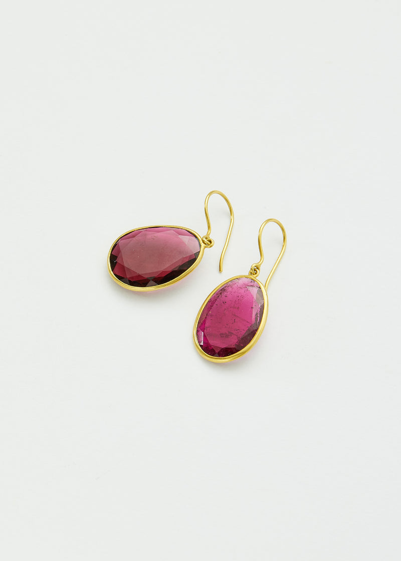 18kt Gold Pink Ibis Pink Tourmaline Single Drop Earrings