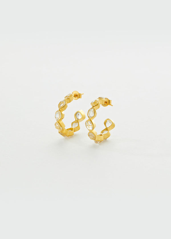 18kt Gold Herkimer Hoops