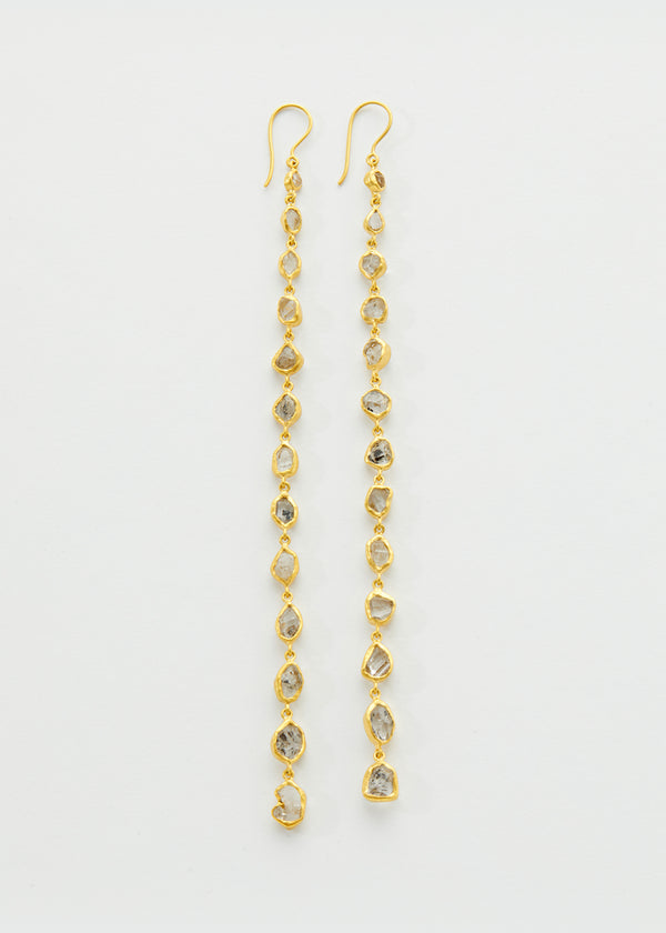 18kt Gold Beira Herkimer Long Drop Earrings