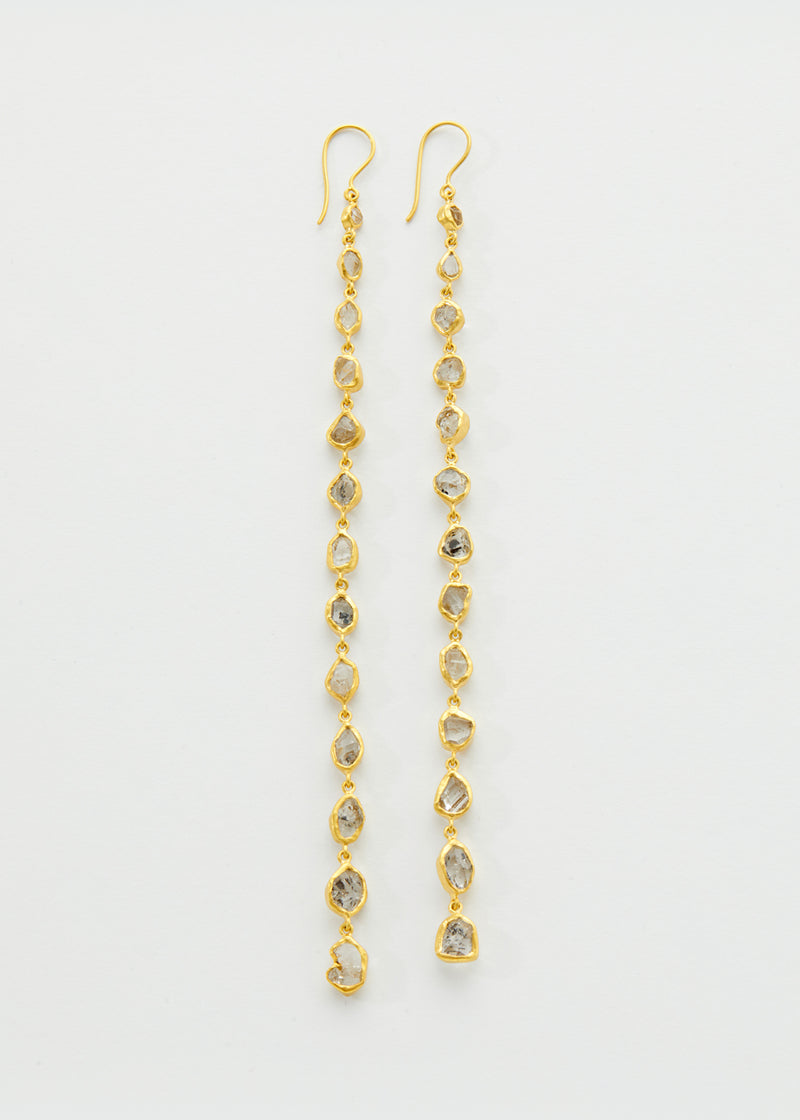 18kt Gold Beira Herkimer Long Drop Earrings