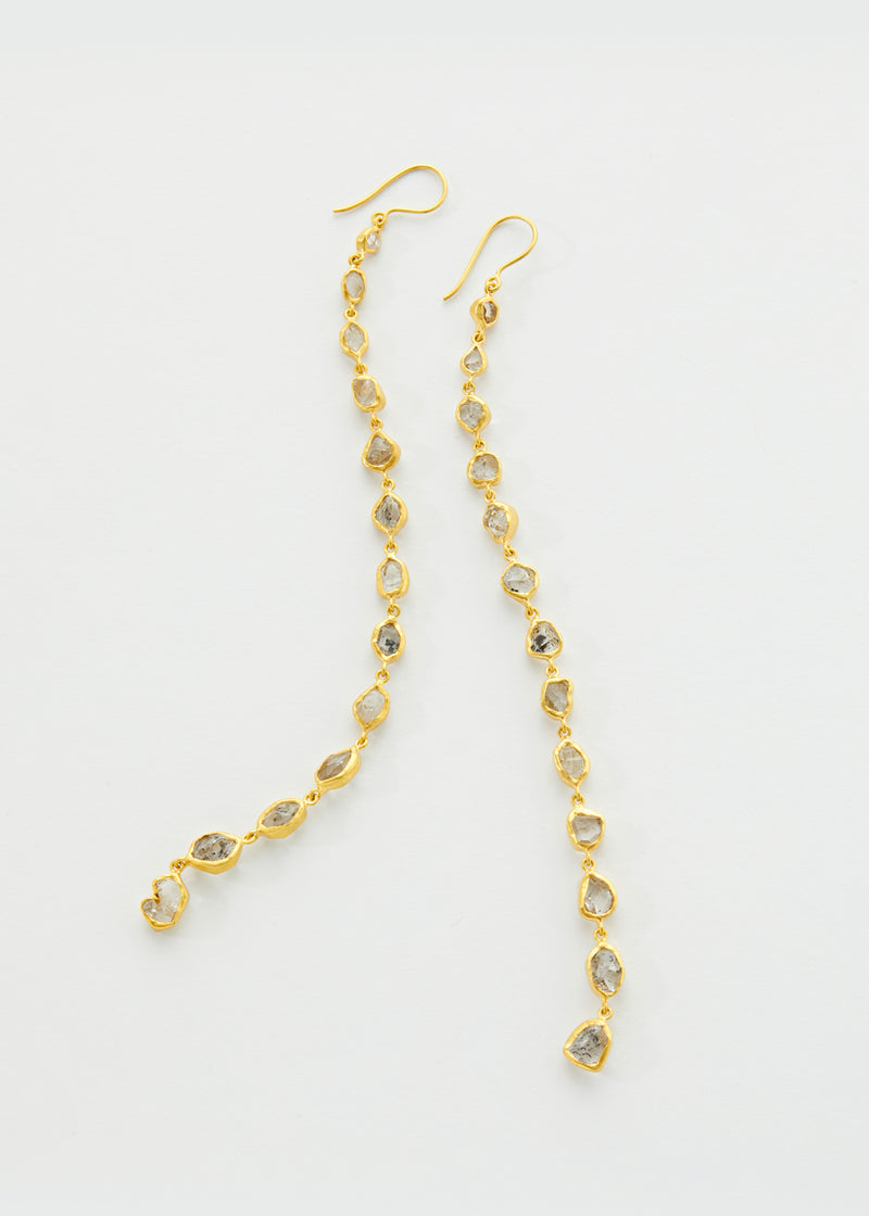 18kt Gold Beira Herkimer Long Drop Earrings