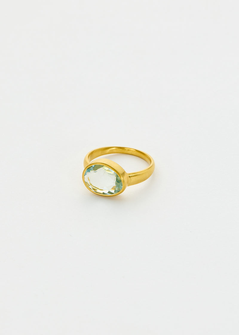 18kt Gold Indigo Aquamarine Greek Ring