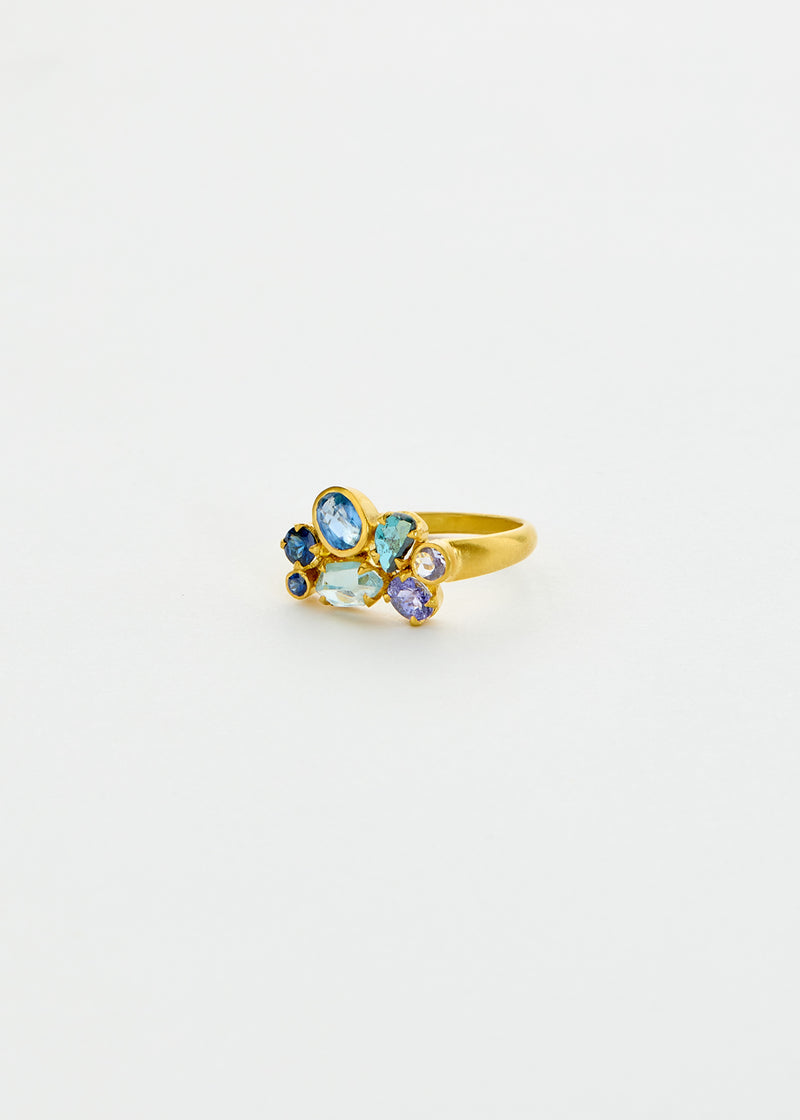 18kt Gold Indigo Cluster Ring