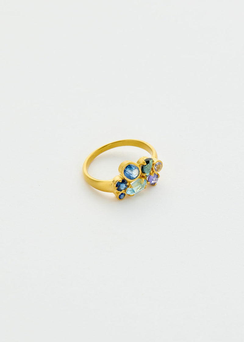 18kt Gold Indigo Cluster Ring