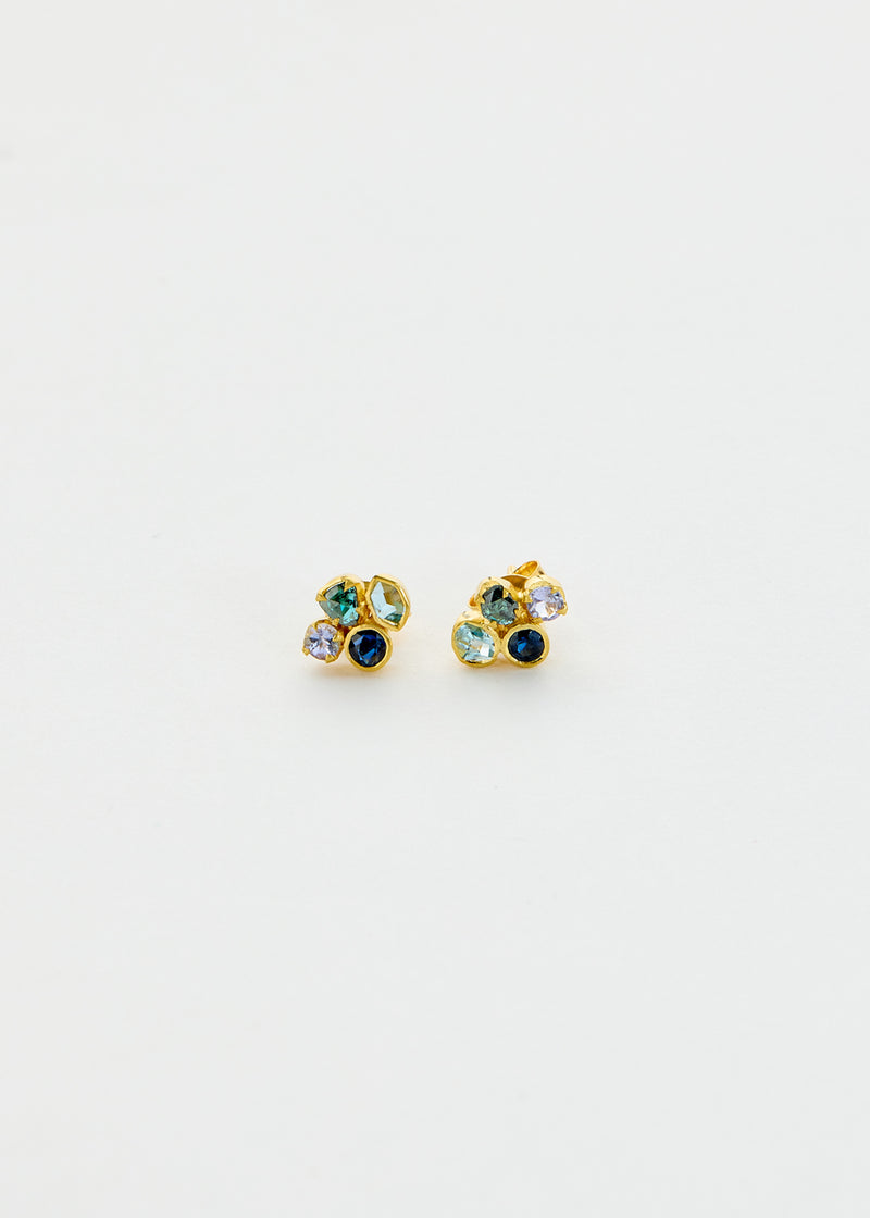 18kt Gold Indigo Cluster Studs