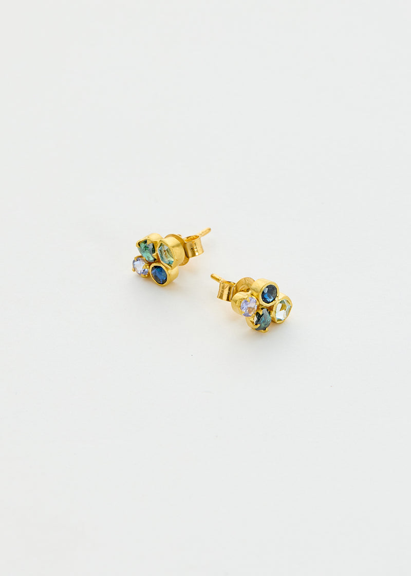 18kt Gold Indigo Cluster Studs