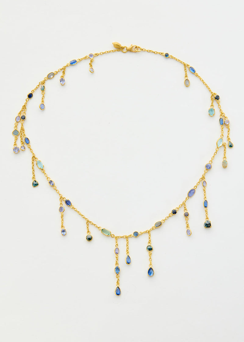 18kt Gold Indigo Drop Fringe Necklace