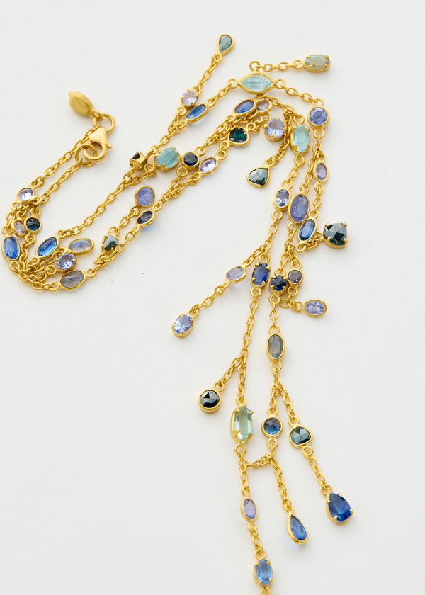 18kt Gold Indigo Drop Fringe Necklace