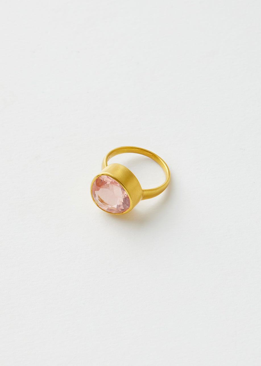 18kt Gold Koh-i-Noor Rose Quartz Greek Ring