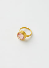 18kt Gold Koh-i-Noor Rose Quartz Greek Ring