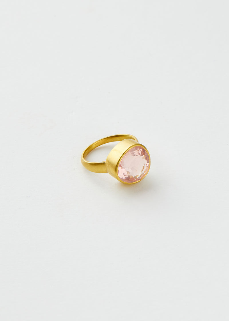 18kt Gold Koh-i-Noor Rose Quartz Greek Ring