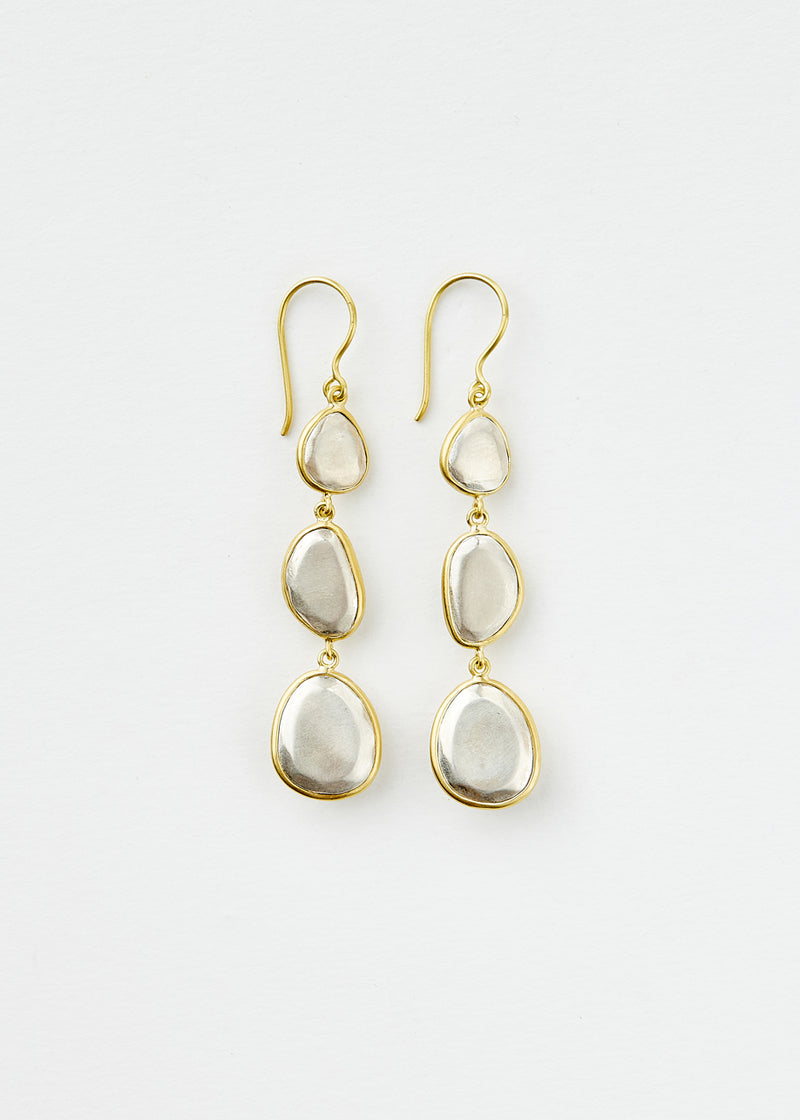 18kt Gold & Silver Chandra Triple Drop Earrings