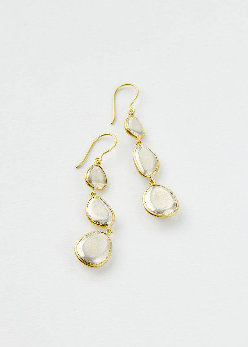 18kt Gold & Silver Chandra Triple Drop Earrings