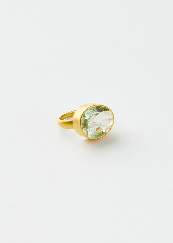 18kt Gold Green Amethyst Greek Ring
