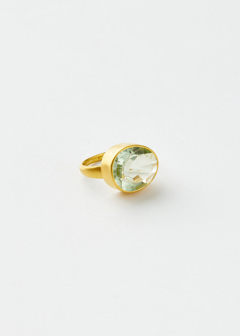 18kt Gold Green Amethyst Greek Ring