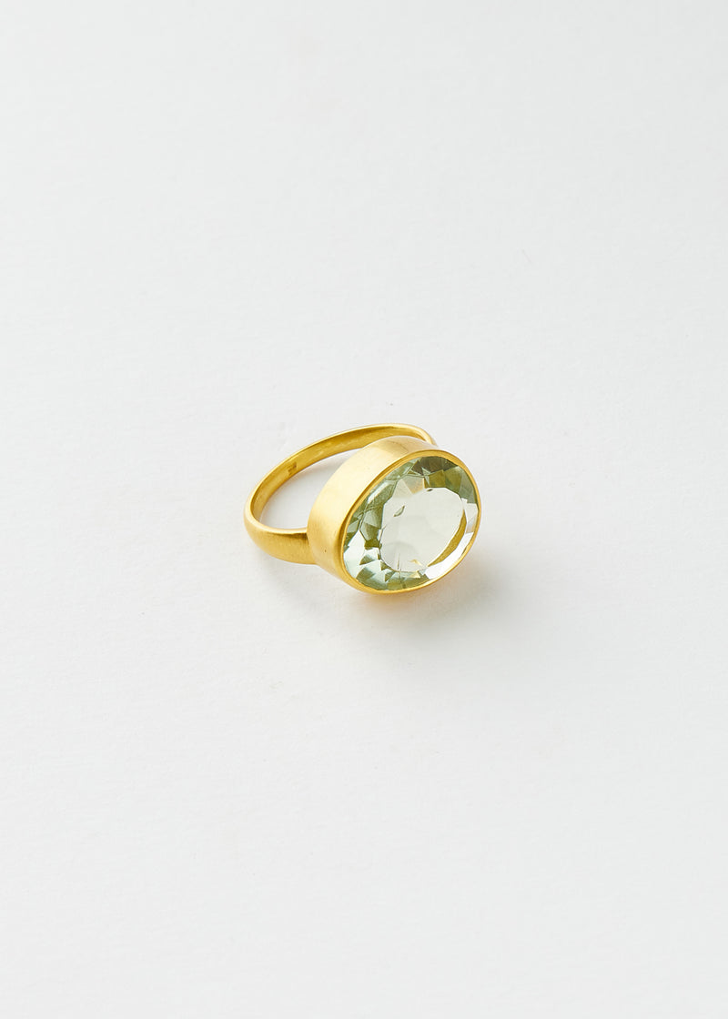 18kt Gold Green Amethyst Greek Ring