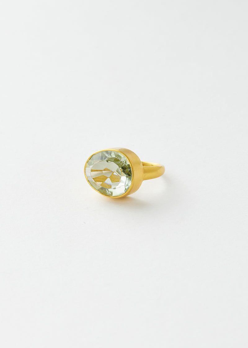 18kt Gold Green Amethyst Greek Ring