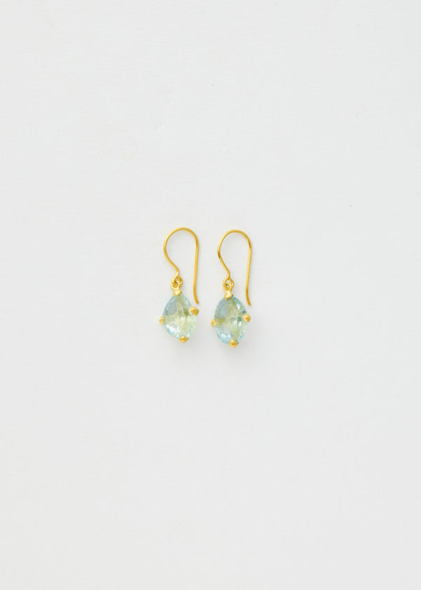 18kt Gold Koh-I-Noor Aquamarine Claw Set Single Drop Earrings