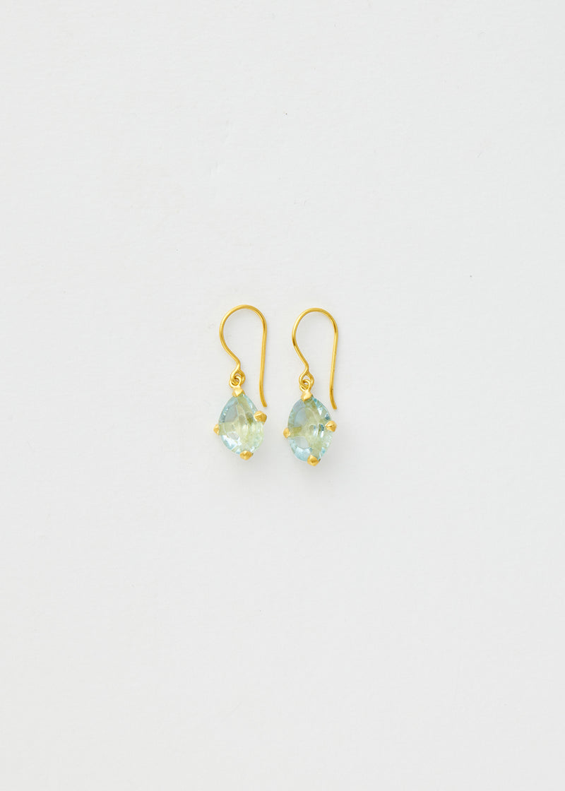 18kt Gold Koh-I-Noor Aquamarine Claw Set Single Drop Earrings