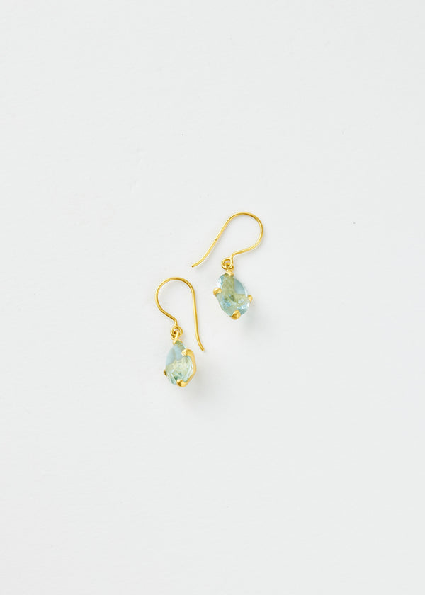 18kt Gold Koh-I-Noor Aquamarine Claw Set Single Drop Earrings