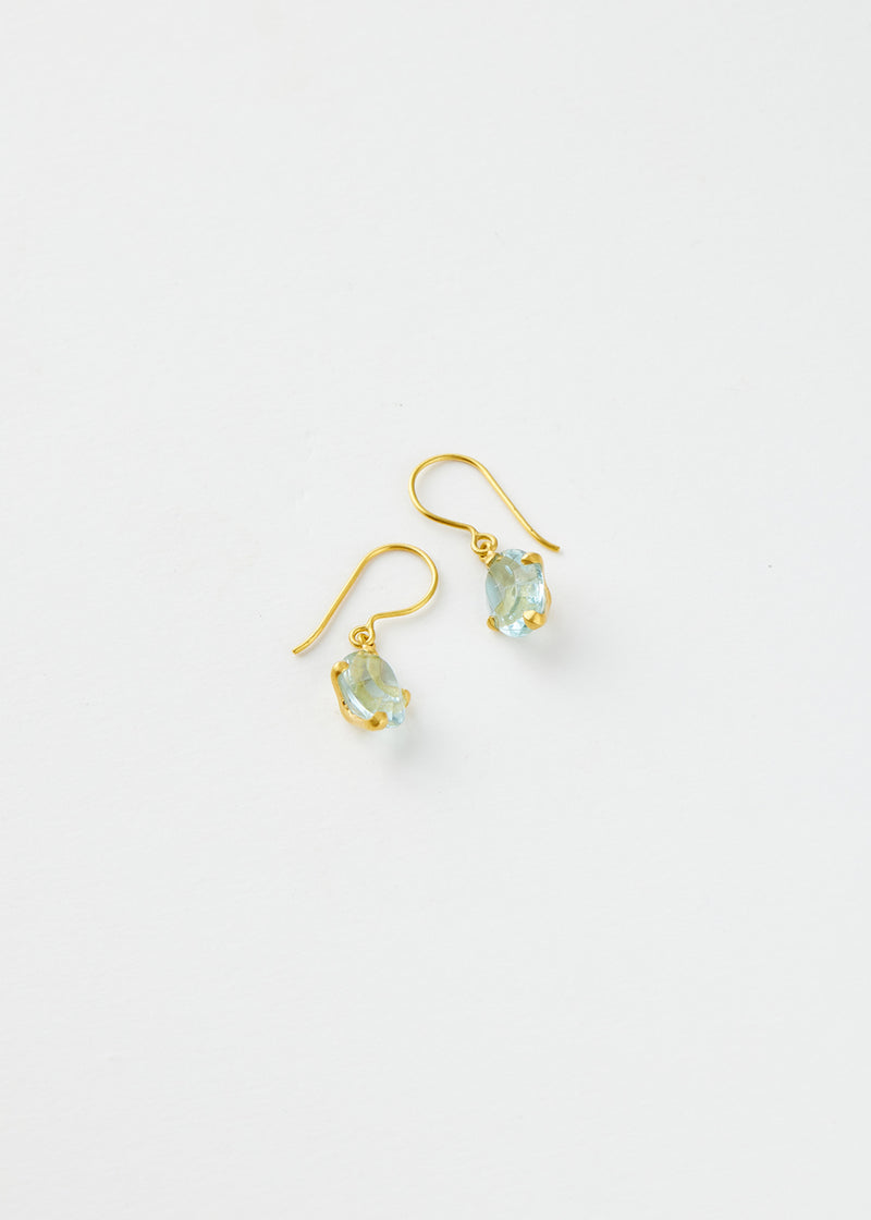 18kt Gold Koh-I-Noor Aquamarine Claw Set Single Drop Earrings