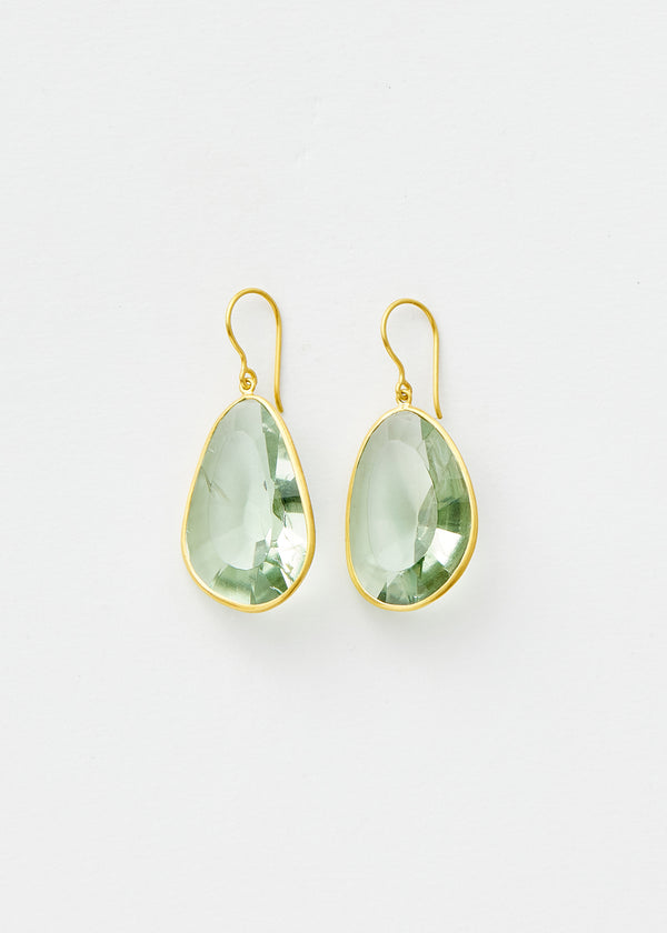 18kt Gold Koh-i-Noor Green Amethyst Large Single Drop Earrings