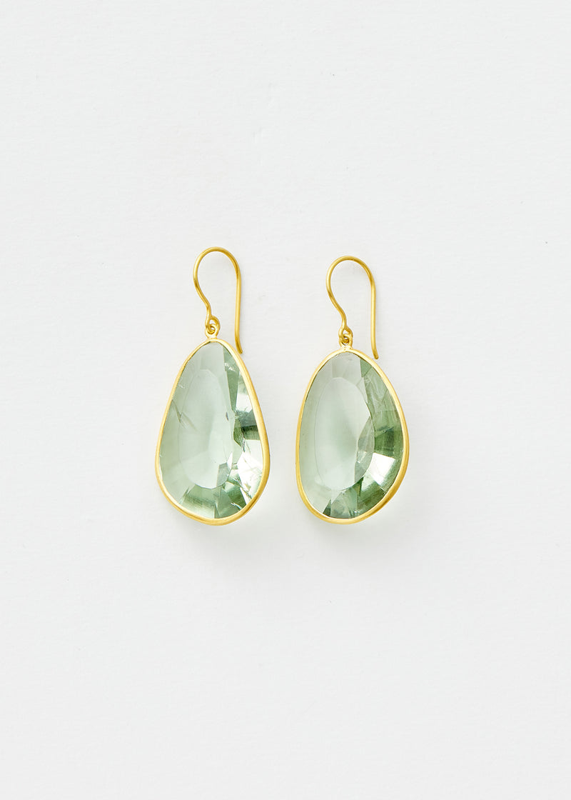 18kt Gold Koh-i-Noor Green Amethyst Large Single Drop Earrings