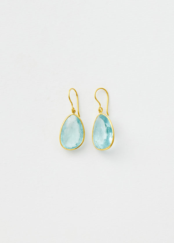 18kt Gold Koh-i-Noor Aquamarine Single Drop Earrings