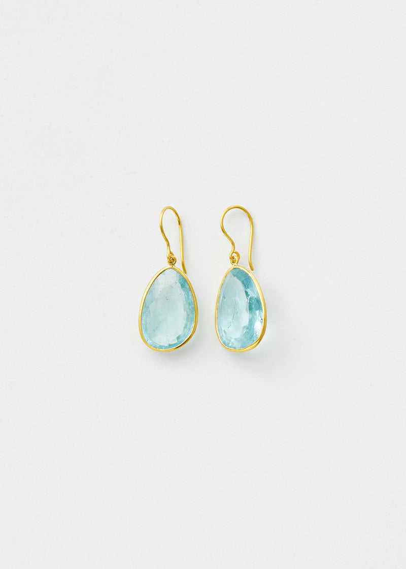 18kt Gold Koh-i-Noor Aquamarine Single Drop Earrings