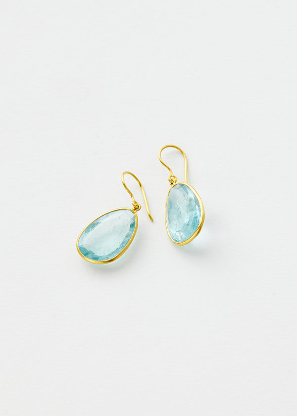 18kt Gold Koh-i-Noor Aquamarine Single Drop Earrings