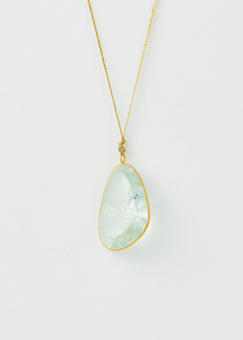 18kt Gold  Koh-i-Noor Aquamarine Amulet on Cord