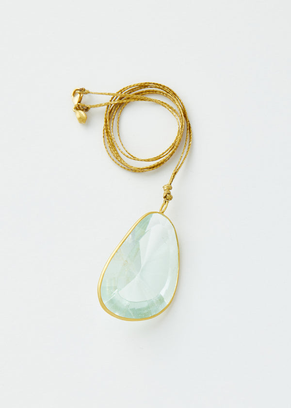 18kt Gold  Koh-i-Noor Aquamarine Amulet on Cord