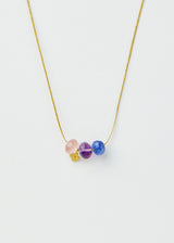 18kt Gold Hanabi Three Mixed Stone Beads & Anemone Amulets on Cord