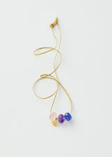 18kt Gold Hanabi Three Mixed Stone Beads & Anemone Amulets on Cord