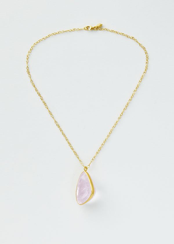 18kt Gold Koh-i-Noor Kunzite Amulet on Chain