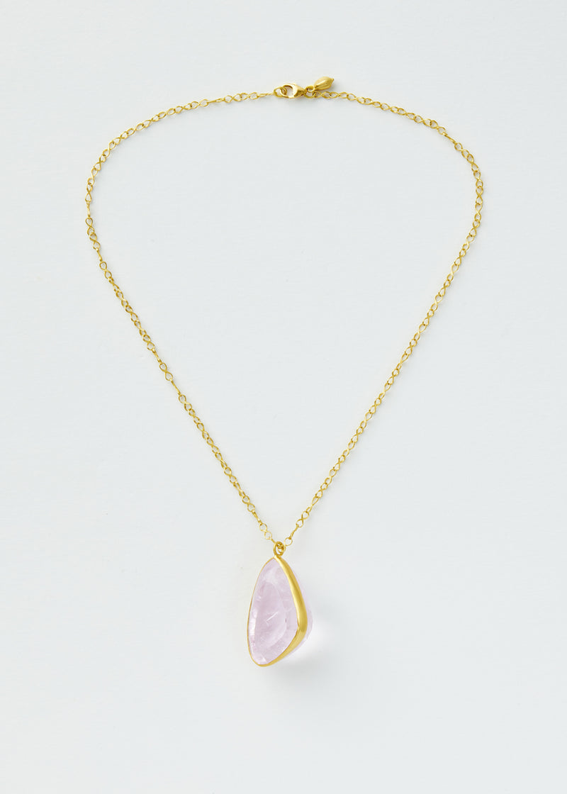 18kt Gold Koh-i-Noor Kunzite Amulet on Chain