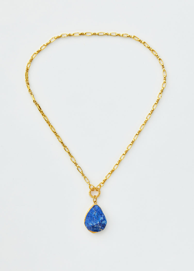 18kt Gold Vermeil PSTM Afghanistan Munaza Lapis Pendant on Chain