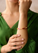 18kt Gold Vermeil PSTM Afghanistan Pink Glass Bracelet