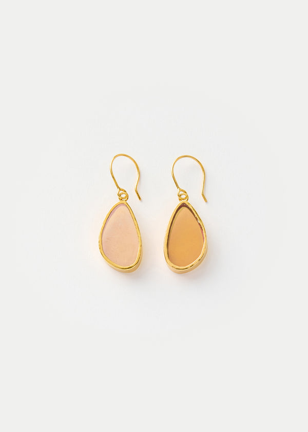 18kt Gold Vermeil PSTM Afghanistan Pink Glass Single Drop Earrings