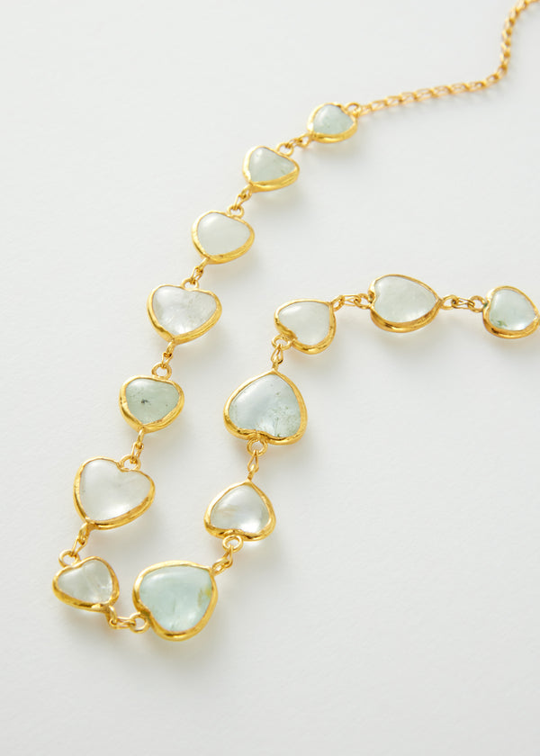 18kt Gold Vermeil Aquamarine Arafaat Single Line Necklace