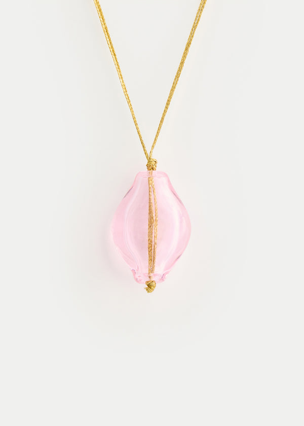 Azaz Pink Glass Diamond Bead on Cord