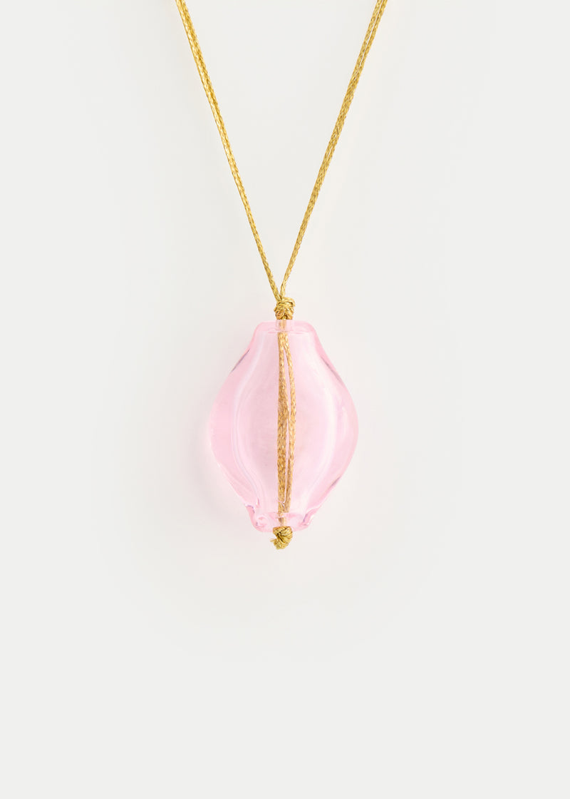 Azaz Pink Glass Diamond Bead on Cord