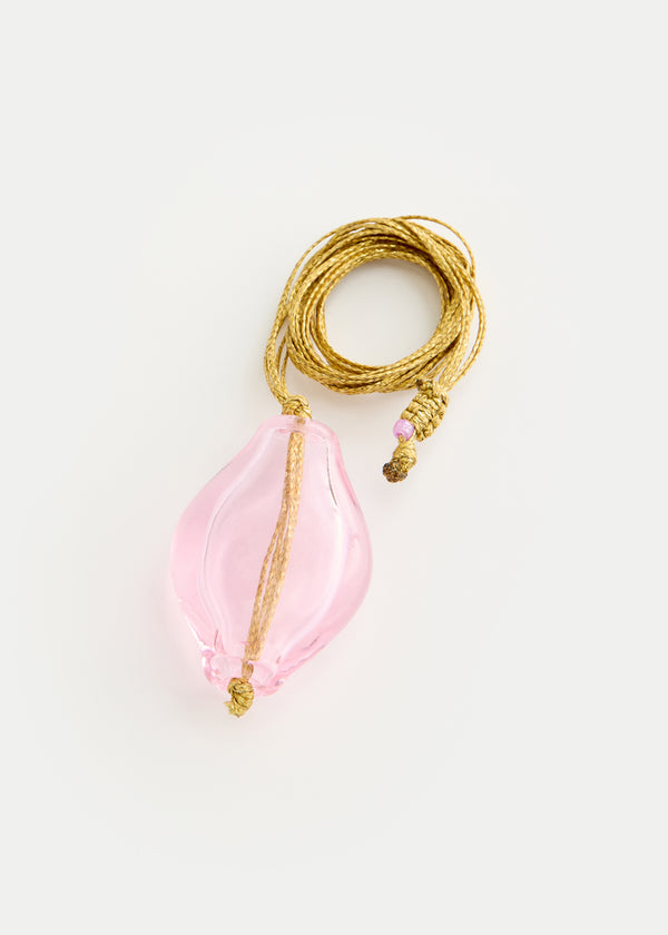 Azaz Pink Glass Diamond Bead on Cord