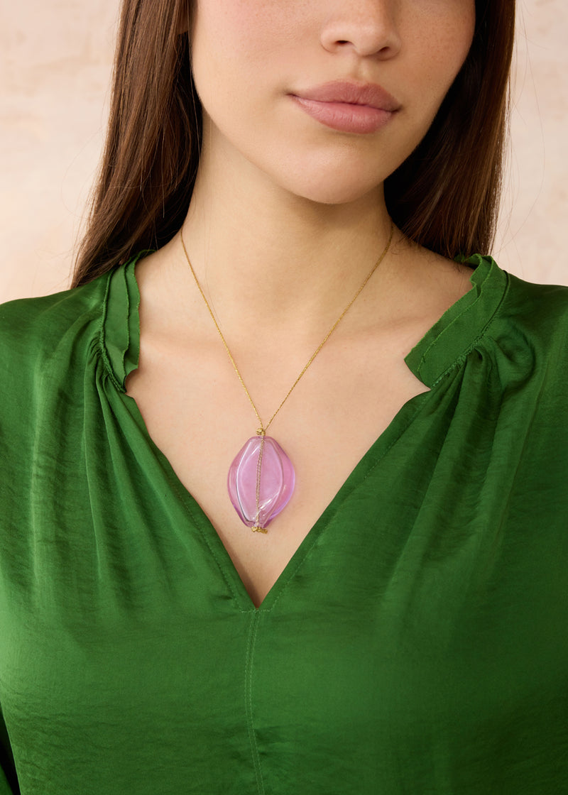 Azaz Purple Glass Diamond Bead on Cord