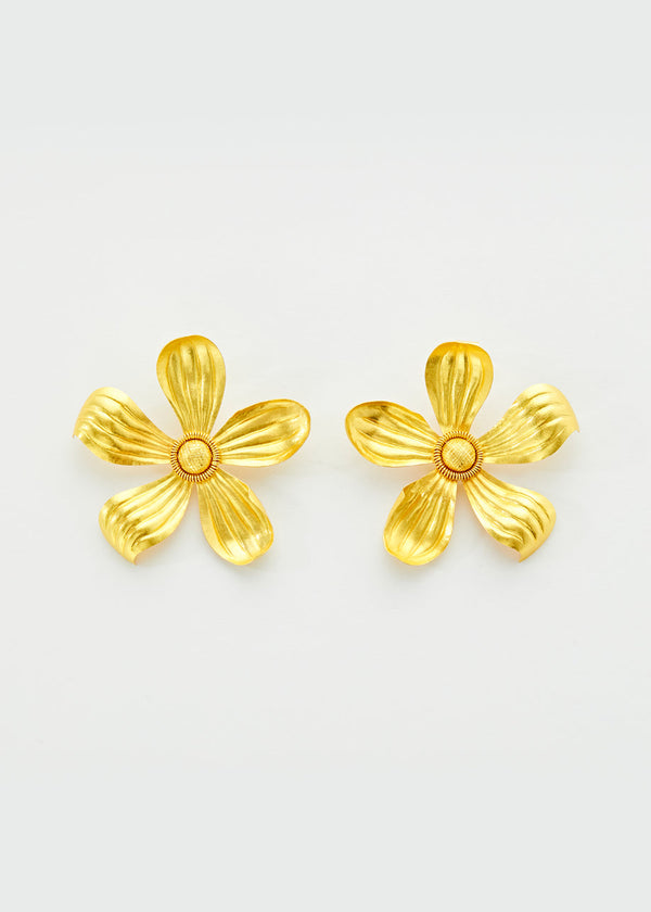 18kt Gold PSTM Myanmar Yellow Chamka Flower Studs