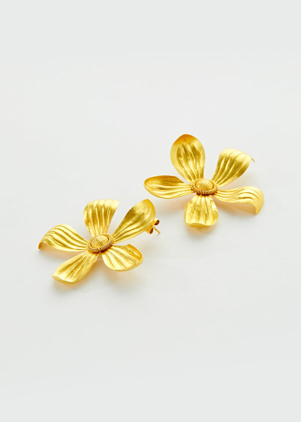 18kt Gold PSTM Myanmar Yellow Chamka Flower Studs