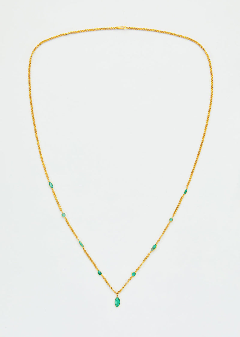 18kt Gold & Colombian Emerald Sofia Chain Necklace