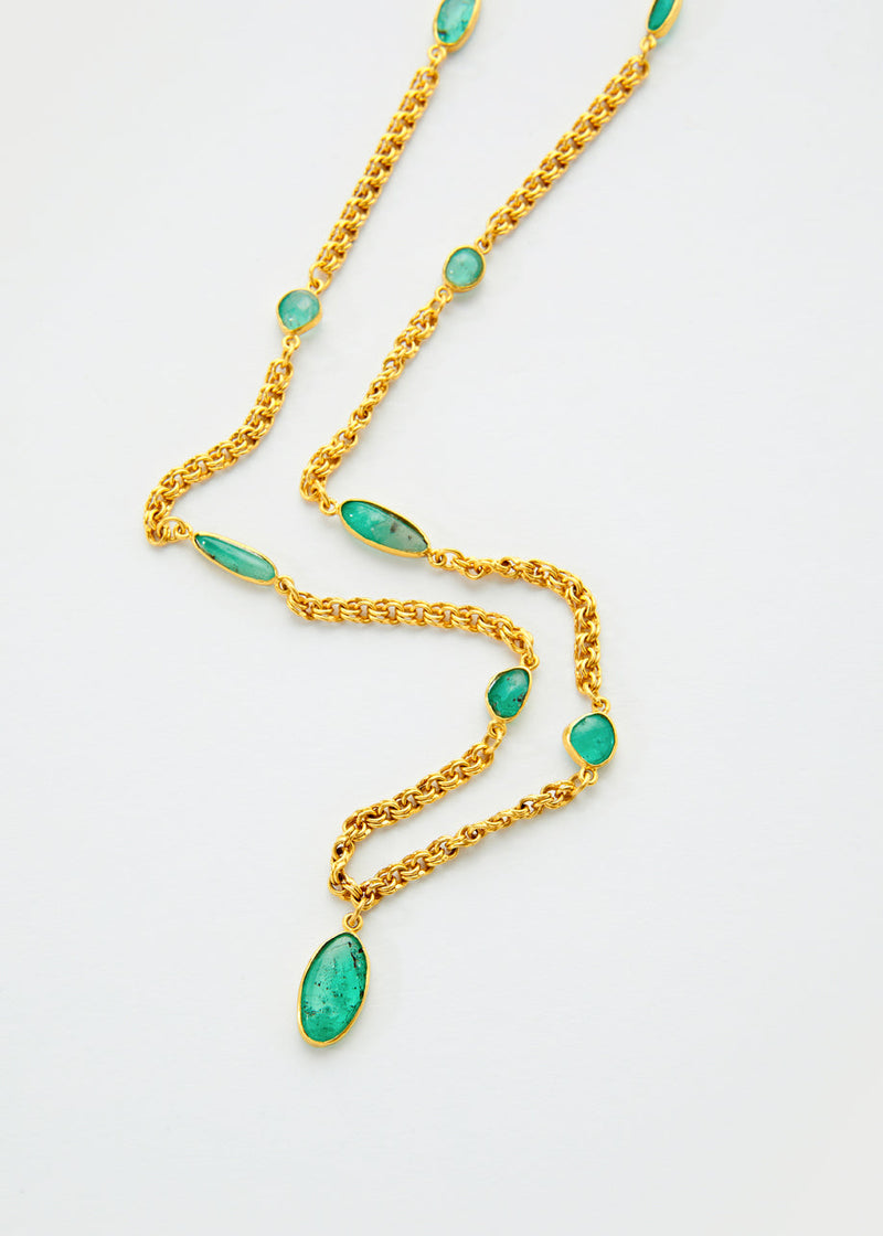 18kt Gold & Colombian Emerald Sofia Chain Necklace